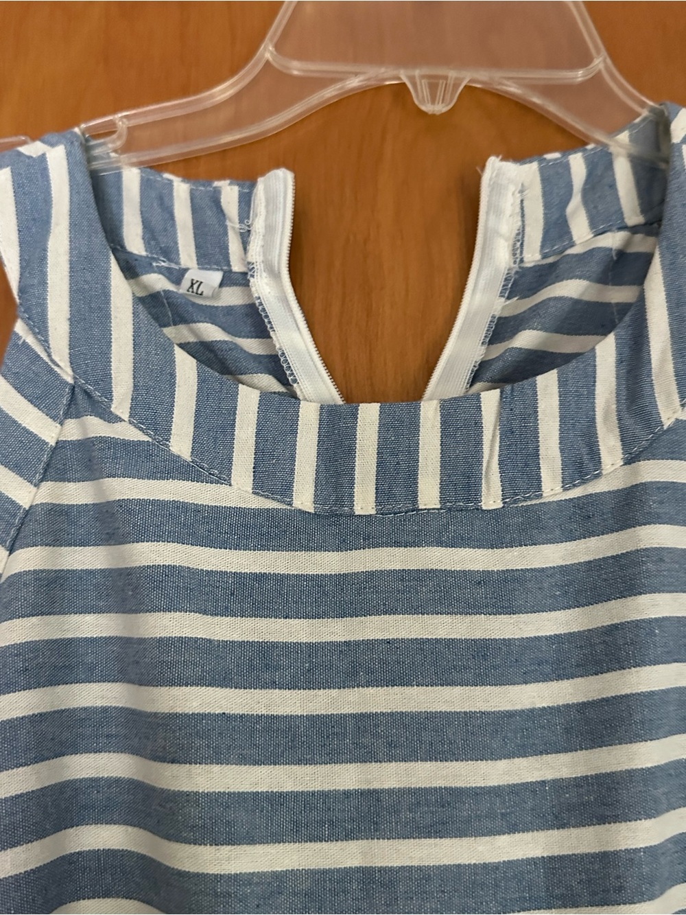 Striped Blue & White Sleeveless Junpsuit - Picture 2 of 4